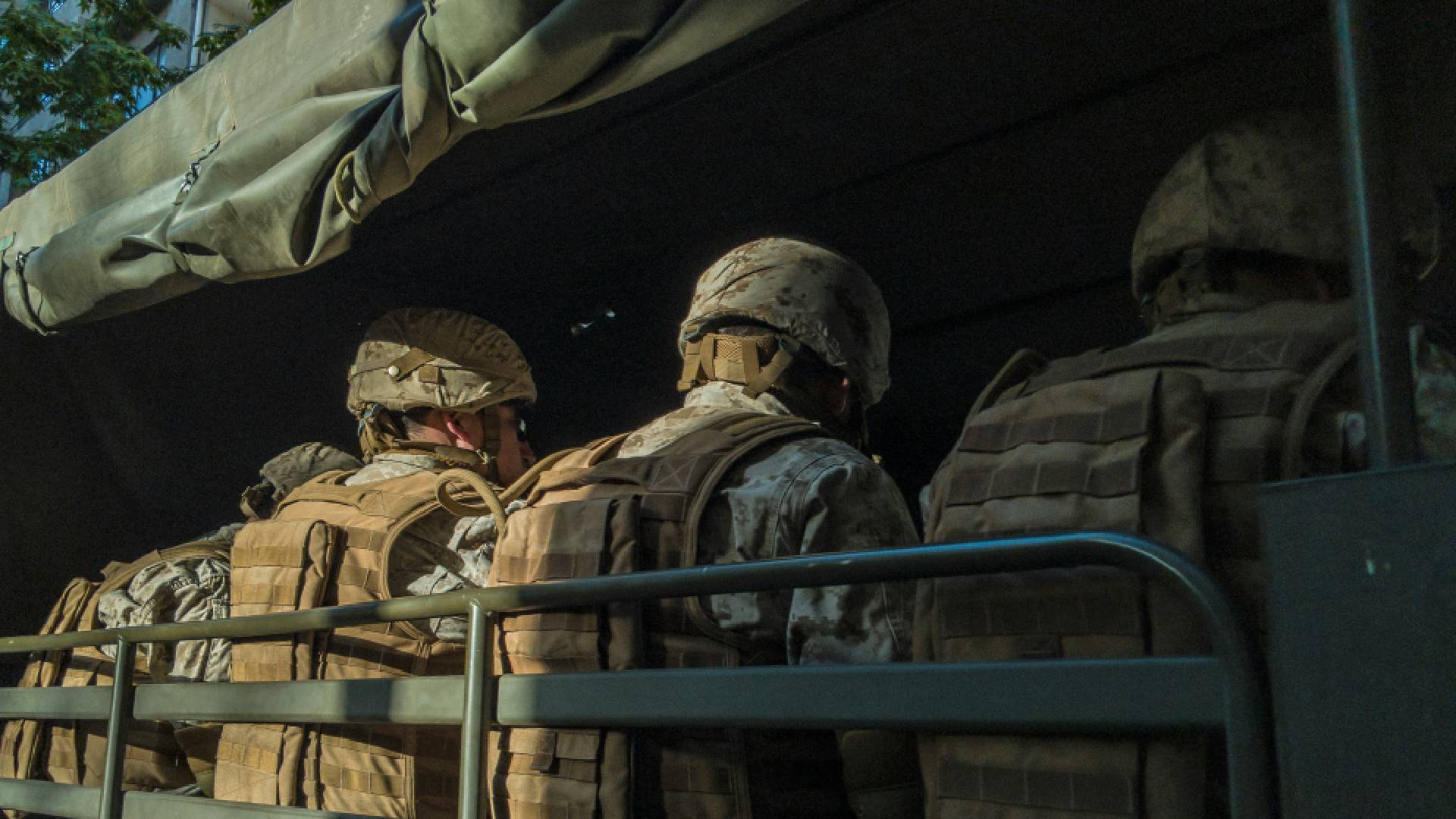 Armed forces personnel in transit