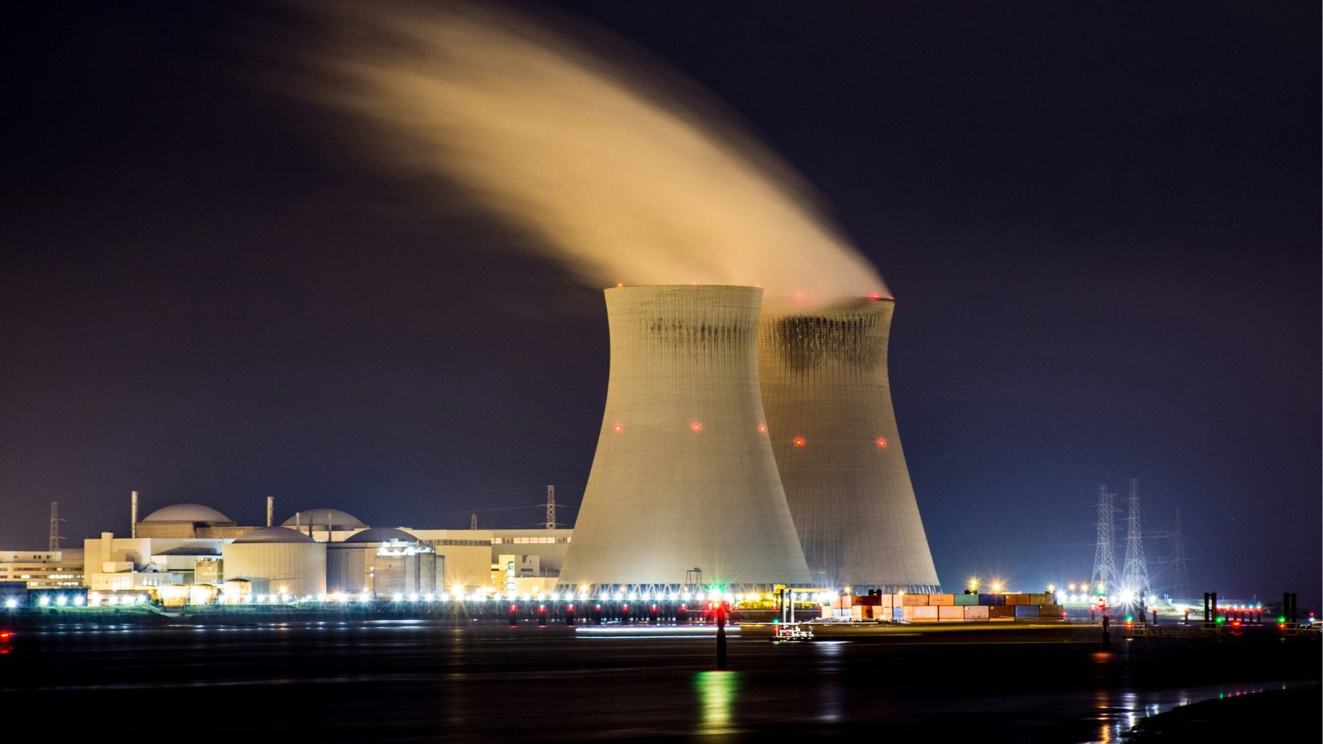 Nuclear Power Plant in the evening